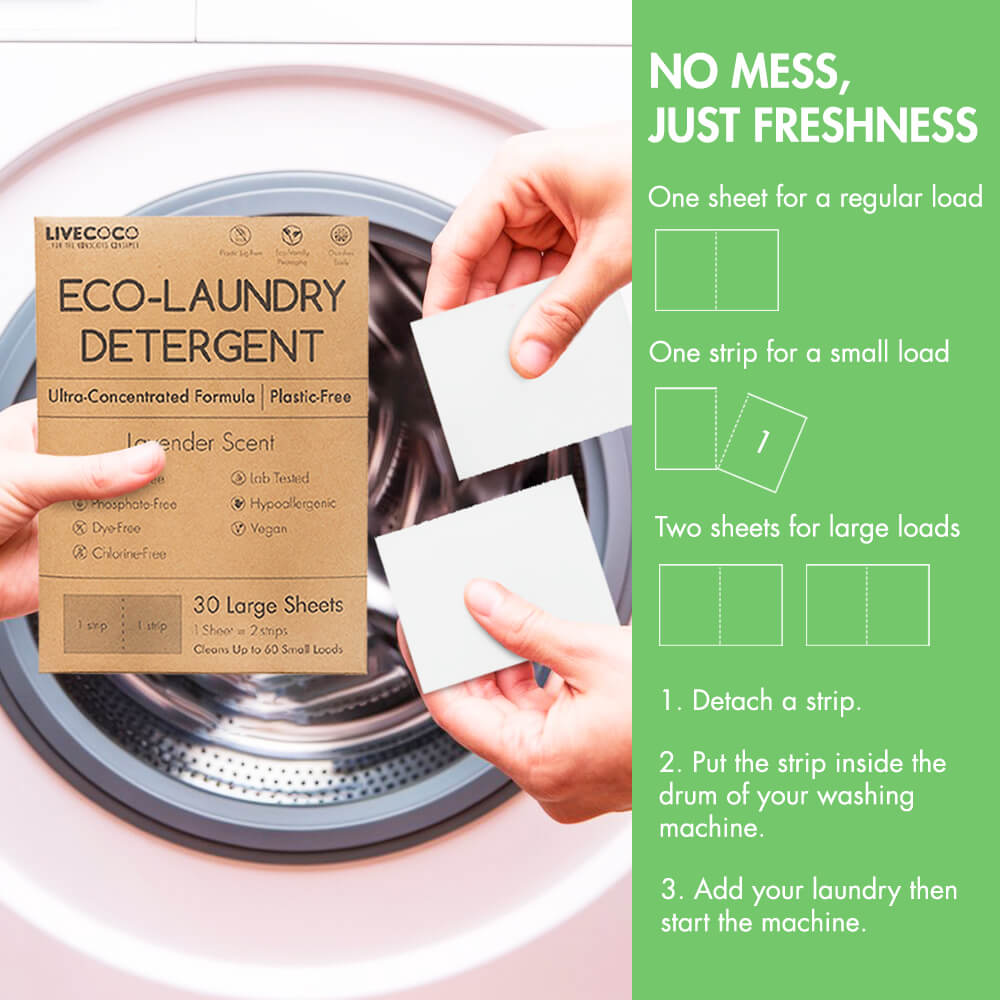 Detergente ecologico in fogli per lavatrice