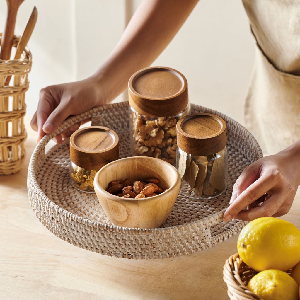 Vassoi in Rattan | Finitura sbiancata