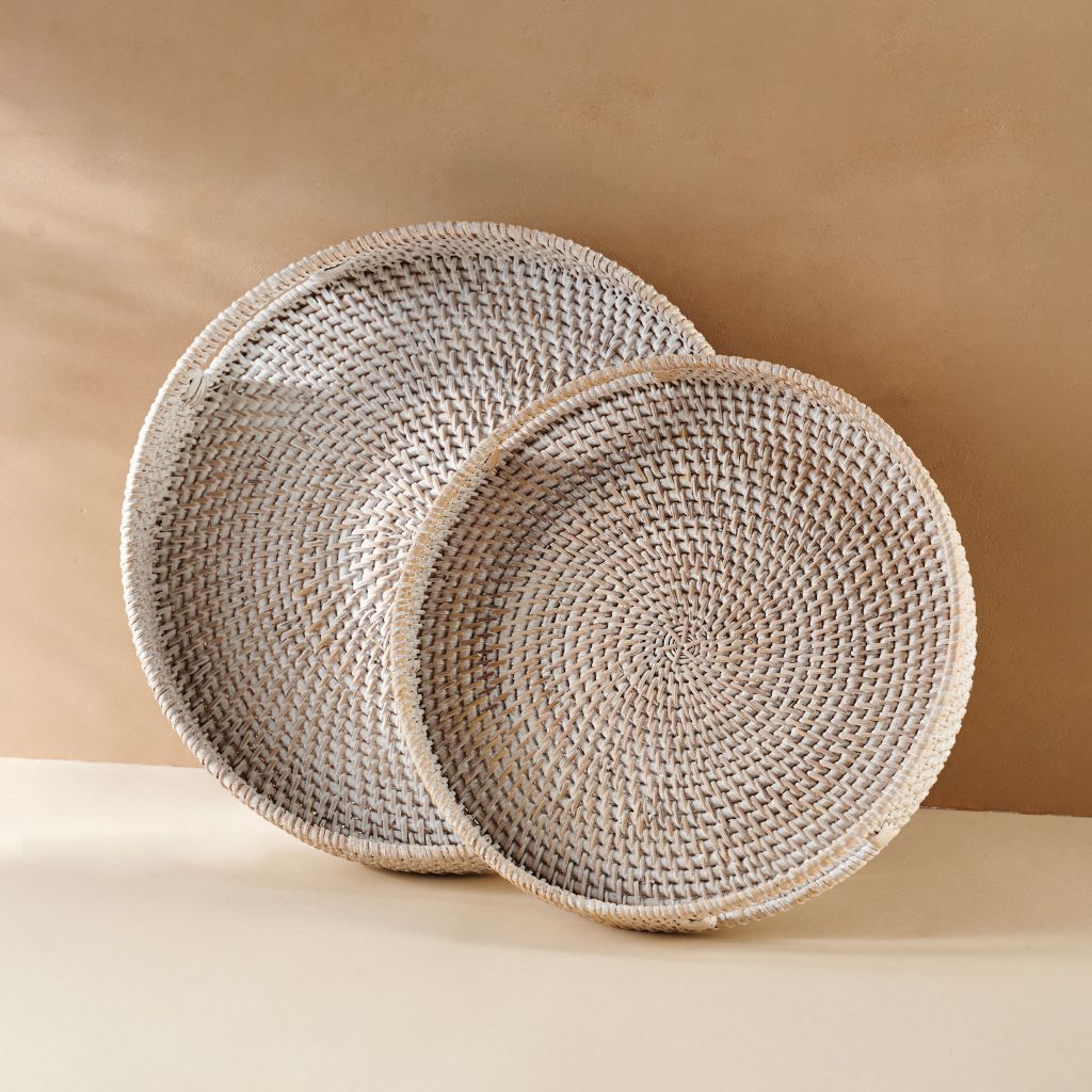 Vassoi in Rattan | Finitura sbiancata