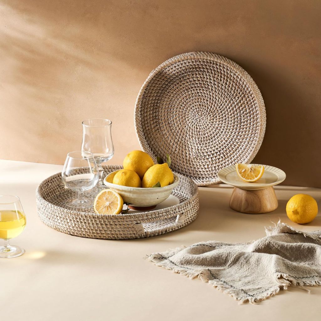 Vassoi in Rattan | Finitura sbiancata