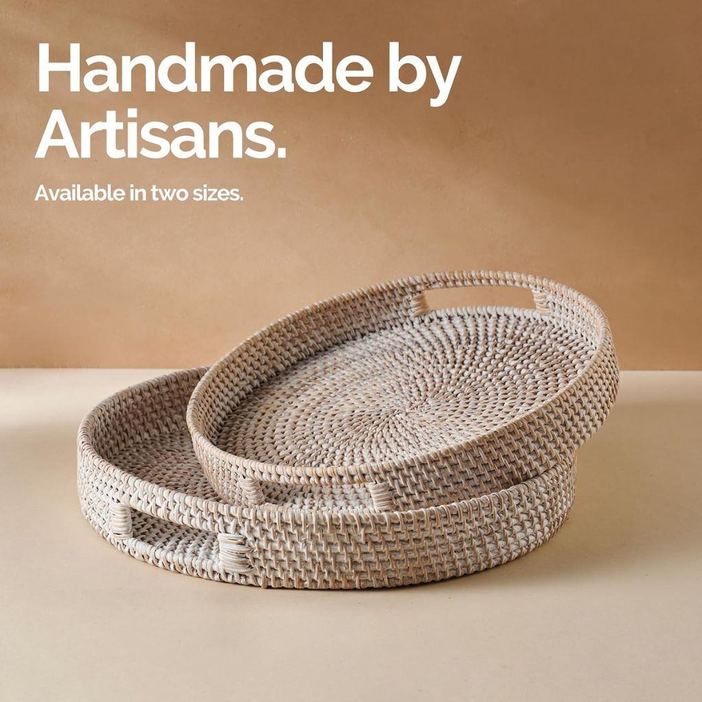 Vassoi in Rattan | Finitura sbiancata